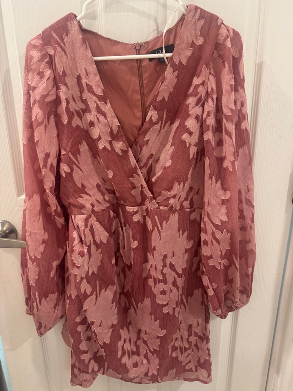 Lulu's Dusty Rose Floral Textured Mini Dress